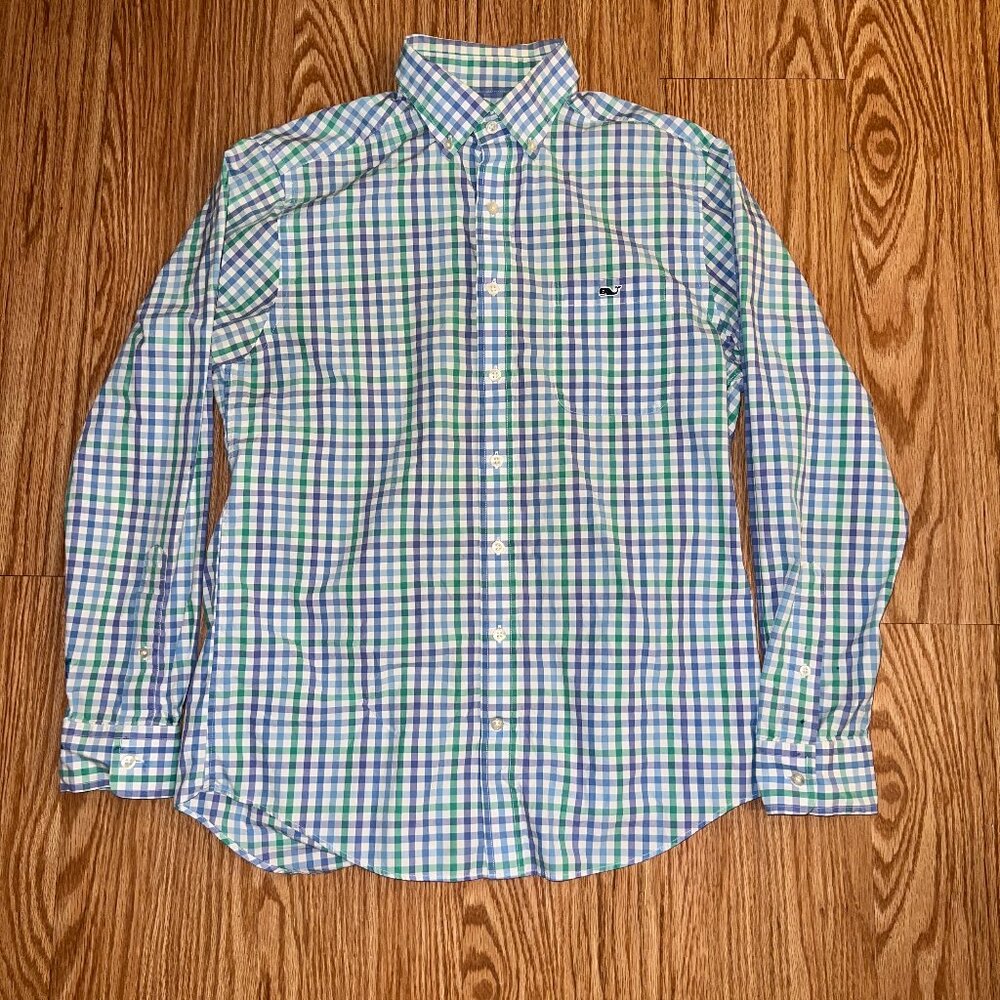 Vineyard Vines Slim Fit Tucker Shirt Blue Plaid Size M